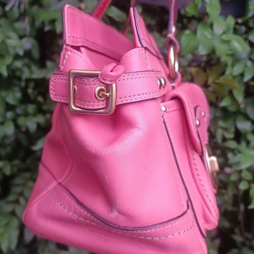 Vintage Rare Coach Coral Legacy Double Turnlock Leather Handbag - Picture 4 of 15
